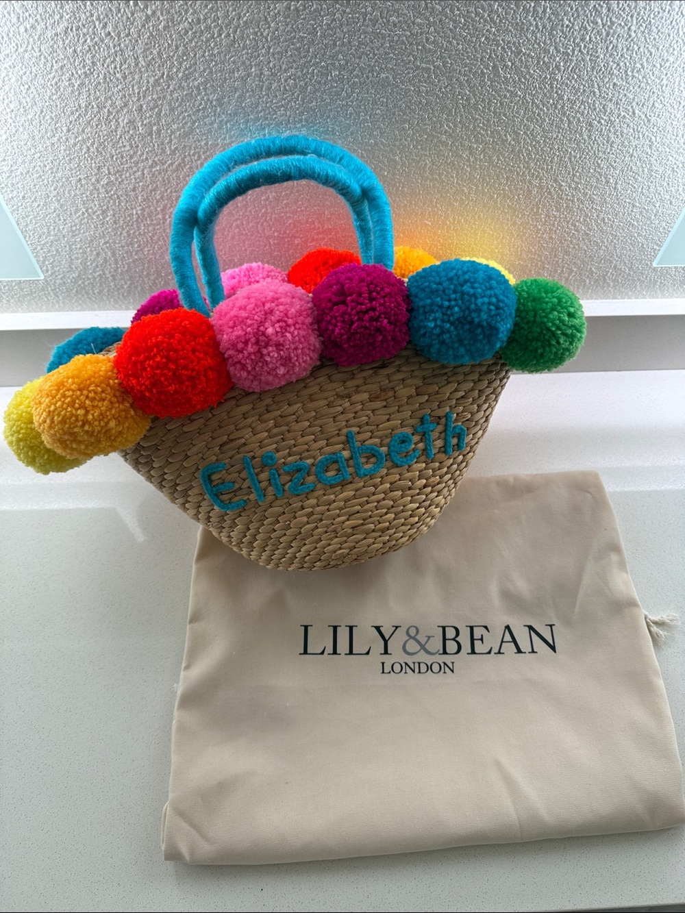 Lily & Bean Pom Pom Straw Tote - Multicolor